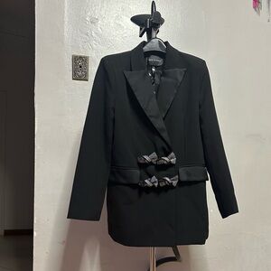 NWT Chic Black Women's Blazer with Bow Accents